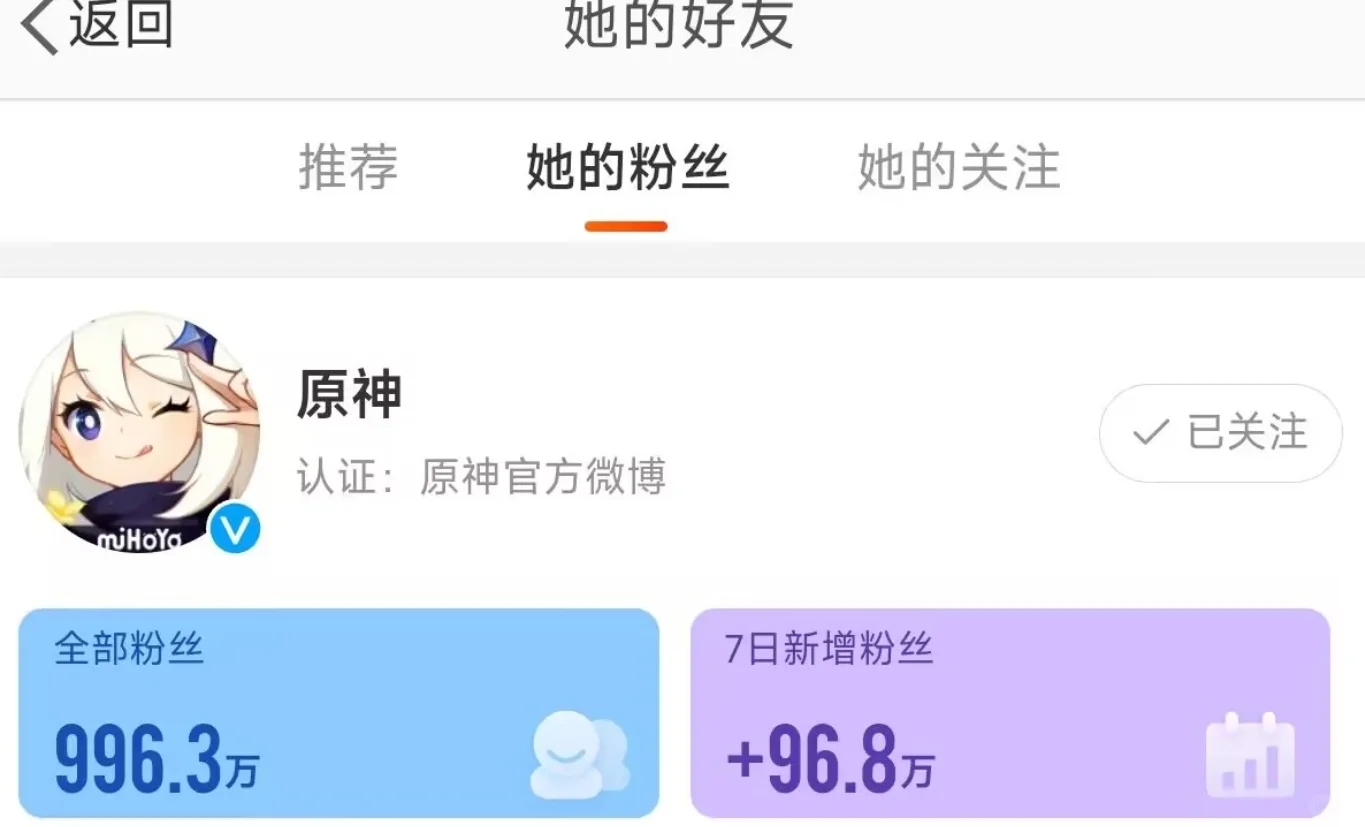 原神去年曾七日涨粉近百万